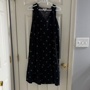 Croft & Barrow Black Midi Dress with White Diamond Pattern